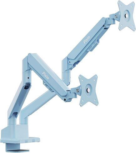 Pixio PS1D Wave White Dual Monitor Arm Stand Desk Mount - Fits up to 32 inches Monitors and up to 19.8lbs. VESA Compatibility and Integrated Cable Management in Kuwait