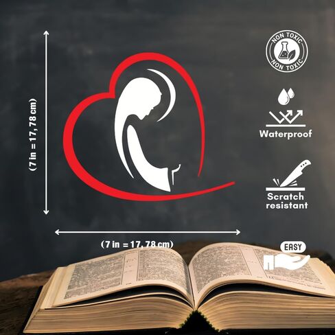 مجموعة ملصقات فينيل مريم العذراء الدينية مكونة من 4 ملصقات إيمانية مسيحية باللونين الأبيض والأحمر، مقاومة للماء للخدش مقاس 7 بوصات لنافذة السيارة والكمبيوتر المحمول والمركبة والديكور الديني in Saudi Arabia