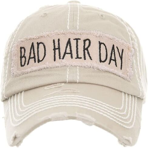 ScarvesMe Women Bad Hair Day Cotton Embroidery Washed Vintage Distressed Baseball Cap Hat in Saudi Arabia