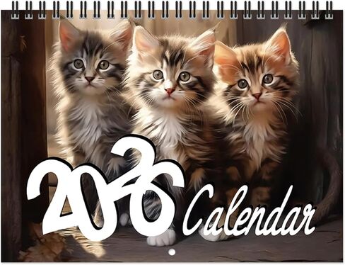 2026 Cat Wall Calendar — 2026 Wall Calendar, 12-Month Full Year, January 2026 to December 2026, Size 8" x 11", Double-Bound Design, Cute Cat Calendar in Saudi Arabia