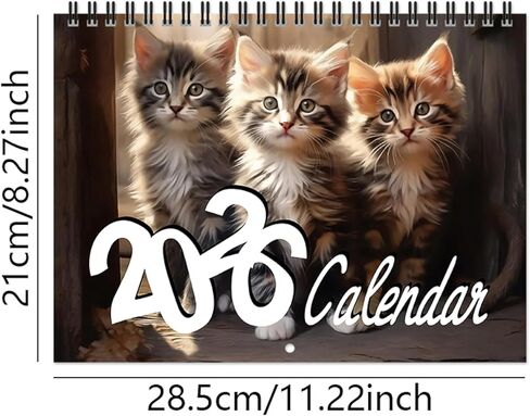 2026 Cat Wall Calendar — 2026 Wall Calendar, 12-Month Full Year, January 2026 to December 2026, Size 8" x 11", Double-Bound Design, Cute Cat Calendar in Saudi Arabia
