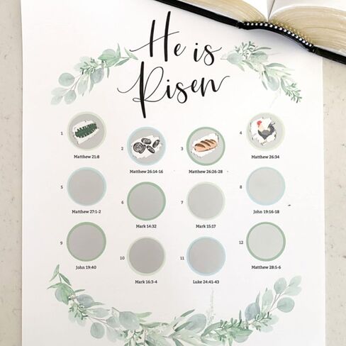 He is Risen Easter Calendar - Scratch-off Advent Calendar for Kids and Adults with Bible Scriptures and Easter Story - Family Activity Easter Chart - Easter Gift in Saudi Arabia