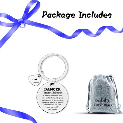 Dabihu Dance Themed Keychain - Silver - Dance Lovers, Teachers & Friends - Modern Style - Exquisite Finish, Velvet Pouch in Saudi Arabia
