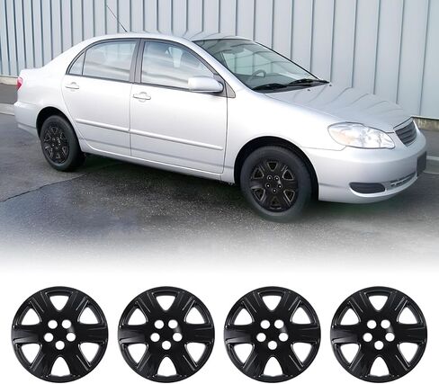 AUTOWIKI 15 Inch Hubcaps Set of 4 Compatible for Toyota Corolla 2005-2008 Black Wheel Rim Cover, Wheel Hubcaps PP Material Hub Cap Snap On Replacement fit for 05-08 Corolla in Saudi Arabia