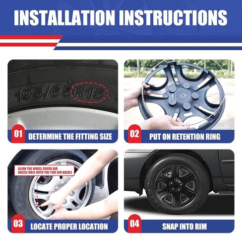AUTOWIKI 15 Inch Hubcaps Set of 4 Compatible for Toyota Corolla 2005-2008 Black Wheel Rim Cover, Wheel Hubcaps PP Material Hub Cap Snap On Replacement fit for 05-08 Corolla in Saudi Arabia