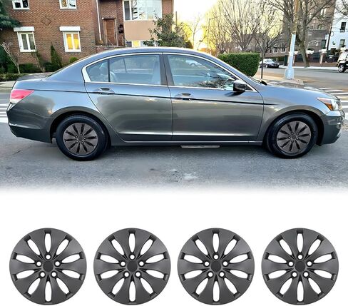 CPW 16 بوصة 4 قطع Hubcaps متوافقة مع Honda Accord Sedan 2008-2012 (ليست للكوبيه)، تركيب بمسامير، مادة PP 1 مجموعة من 4 (أسود غير لامع) in Kuwait