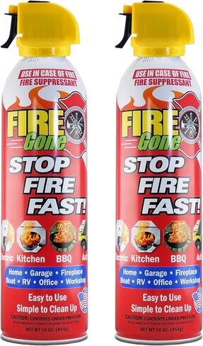 Fire Gone 2NBFG2704 White/Red Fire Suppressant Canisters - 16 Ounce, (Pack of 2 Units) in Kuwait