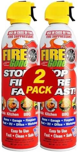 Fire Gone 2NBFG2704 White/Red Fire Suppressant Canisters - 16 Ounce, (Pack of 2 Units) in Kuwait