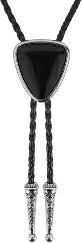 Stone Bolo Tie, Leather Braided Western Cowboy Bolo Neck Ties Stylish Necklace Accessories Suitable for Women Men in Saudi Arabia