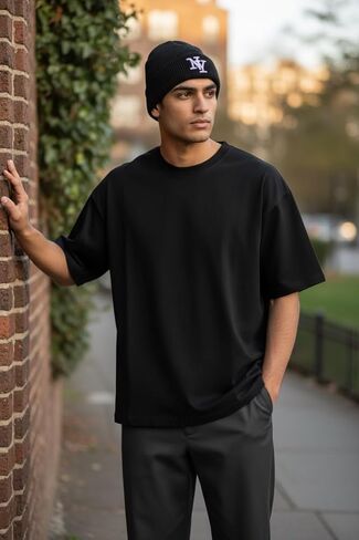 NY Winter Knit Beanie with Logo, Unisex - One Size - Black - Insulated Comfy Hats, Cuffed Design in Saudi Arabia