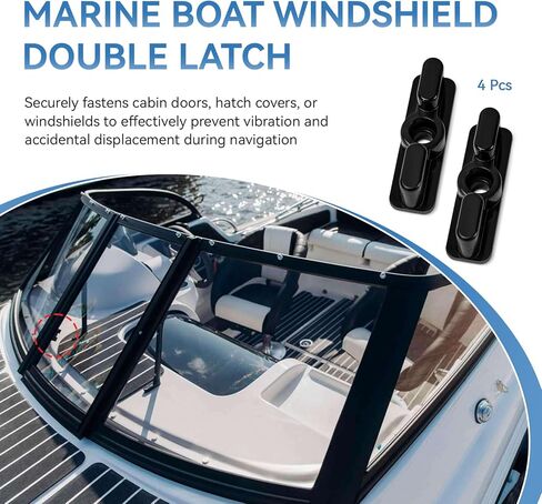 مزلاج مزدوج للزجاج الأمامي للقارب، مزلاج بديل لقفل نافذة الباب البحري، أجهزة مشبك فتحة القارب، تحمي النوافذ وتمنع الرياح القوية، 4 قطع in Kuwait