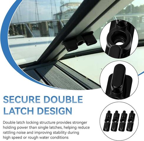 مزلاج مزدوج للزجاج الأمامي للقارب، مزلاج بديل لقفل نافذة الباب البحري، أجهزة مشبك فتحة القارب، تحمي النوافذ وتمنع الرياح القوية، 4 قطع in Kuwait