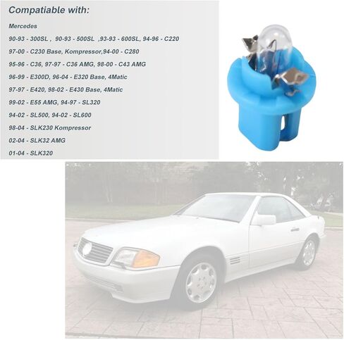 Dashboard Instrument Cluster Bulb(Set of 6pcs) 12V/1.2W with Blue Socket Fit for Mercedes Replace#0015449794 in Kuwait