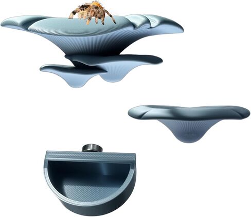 2 Pack Jumping Spider Enclosure Mushroom Ledges & 1 Pack Water Bowl with Magnets for Spoods Jumping Spiders Magnetic Ledge Ladder Pet Spider Accessories (Not Included The Terrarium) (Beige) in Kuwait