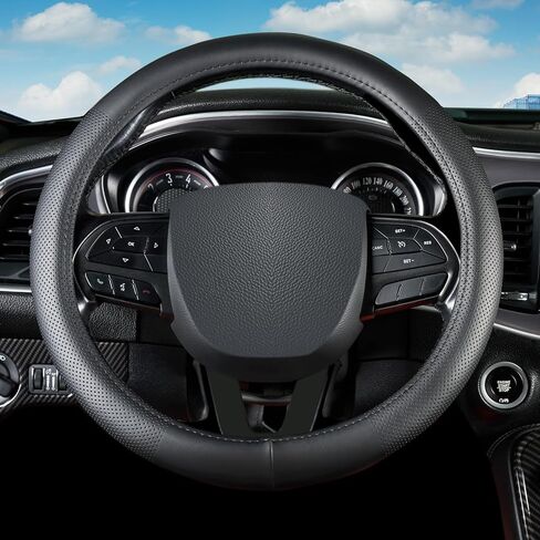 Car Steering Wheel Cover for Dodge Ram 1500 Ram 2500 Charger Challenger Durango Journey Promaster City Promaster Cargo Van, Universal Standard Size 14.5-15 inch Black Car Wheel Protector in Kuwait