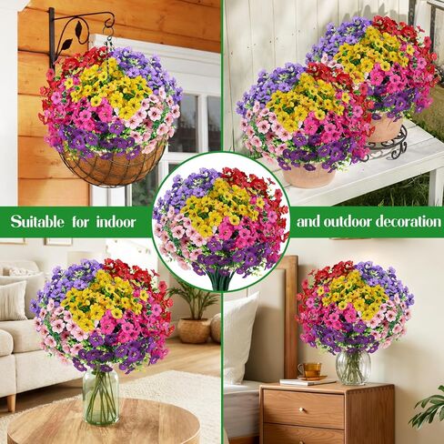 FGSAEOR 12 Bundles Artificial Flowers for Outdoor Indoor, Faux Flower Daisy with Eucalyptus Leaves Fake Plants Greenery, Garden Home Decor for Boxwood Porch Patio in Saudi Arabia