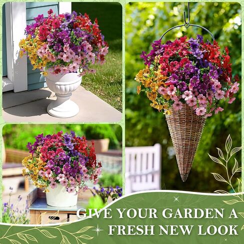 FGSAEOR 12 Bundles Artificial Flowers for Outdoor Indoor, Faux Flower Daisy with Eucalyptus Leaves Fake Plants Greenery, Garden Home Decor for Boxwood Porch Patio in Saudi Arabia