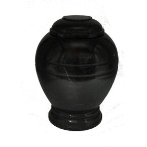 Ellyptical Decorative Marble Urn - Hand Carved, Polished - Luxury Keepsake Urn for Human & Pet Ashes - 200 lbs Capacity - Black and White Marble in Saudi Arabia