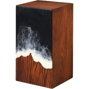 Handcrafted Wooden Cremation Urn with Ocean Epoxy Resin Design – Unique Funeral Urn for Human Ashes – Memorial Ashes Box (Beechwood Blue, (Large - 11.25" Hx6.25 W (250 Cu/in)) in Saudi Arabia