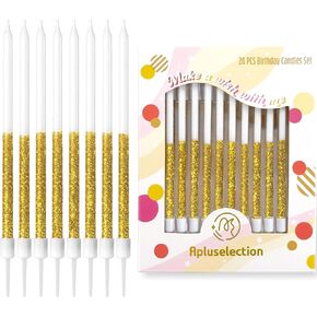 24 قطعة من شموع عيد الميلاد الذهبية اللامعة، شموع رفيعة طويلة بطول 13.97 سم مع مادة لامعة لتزيين الكيك in Kuwait