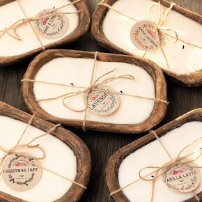 Red Barn Candle Company Wood Dough Bowl Candles | 100% Natural Soy Wax & Essential Oil Infused | Odor Eliminating + Pet Safe | Scented Candle Gifts for Men & Women (5-Wick, Lemon Verbena) in Saudi Arabia