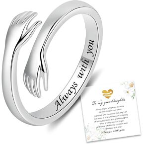 Hug Rings for Women 925 Sterling Silver Plated Always with You Adjustable Ring Love Jewelry Gift for Granddaughter in Kuwait