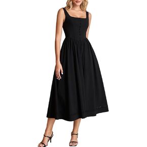 HTZMO Women Summer Wedding Guest Formal Midi Dresses 2026 Lace A Line Flowy Casual Boho Vacation Party Sundress Pockets in Kuwait