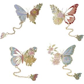 4 Pack Metal Butterfly Bookmarks, Aesthetic Vintage Bookmarks with Chain Cute Funny Bookmark, Unique Gifts Book Markers for Book Lovers/Women Writers Readers in Kuwait