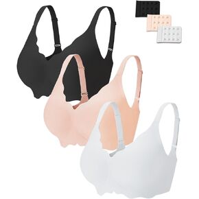 3 قطع حمالات صدر جيلي للنساء بدون سلك مريح حمالات صدر لاسلكية للنساء بدون خياطة تغطية كاملة، حمالة صدر موسع in Kuwait