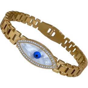 Evil Eye Gold Bracelets Rhinestone Bracelet Protection Bracelet Evil Eye Jewelry Stainless Steel Cuff Bracelet Daily Elegant Gold Women in Kuwait
