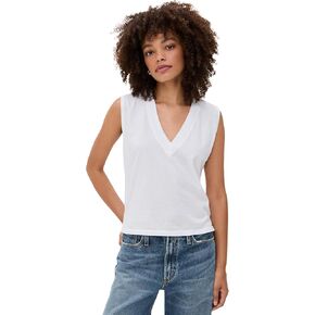 perfectwhitetee Women's Margot Cotton Sleeveless V Neck Tee in Kuwait