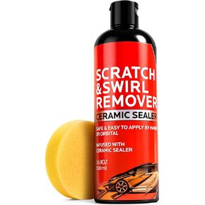 مزيل خدوش السيارة 500 مل للمركبات: ممحاة إصلاح دوامات السيارات وتلميعها مع وسادة عازلة - مجموعة ممحاة الخدش للأكسدة والخدوش الخفيفة وبقع الماء (16.9 أونصة سائلة) in Kuwait
