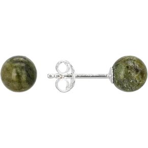 JTV Connemara Marble Stud Earrings Sterling Silver – 7mm Round Green Irish Marble Studs – Genuine Ireland-Made Celtic Jewelry Gift for Women in Saudi Arabia