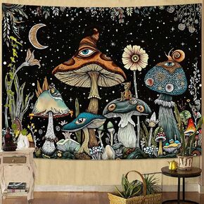 Fungarth Vintage Mushroom Tapestry Moon Night Garden Floral Butterfly Tapestries Wall Hanging Hippie Plant Snail Small Tapestry for Bedroom Living Room Study Classroom Dorm 48 x 36 inch in Kuwait