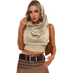 غطاء شاطئ بوهو على طراز الكثبان الرملية - بلوزة نسائية قصيرة ذات رسن، 100% قطن مغسول بحافة خام مقاس واحد in Kuwait