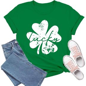 St Patricks Day Shirt Women Shamrock Lucky T-Shirts Casual Short Sleeve Festival Tee Tops in Saudi Arabia