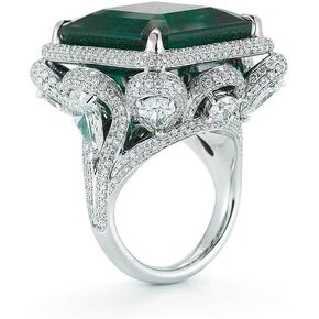 Princess Emerald Ring 925 Silver Engagement Rings for Women Solitaire Created Green Emerald Wedding Band Promise Rings for Her Large Rectangular Green Gemstone Ring for Men and Women Size 6-10（8） in Kuwait