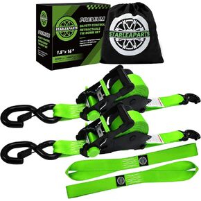 Retractable Ratchet Straps(4PK) - 1,500lb Break Strength, Ratchet Straps Heavy Duty with Rubber Coated Handle, Perfect Auto Ratchet Straps for Motorcycle, Kayak and Trucks in Saudi Arabia