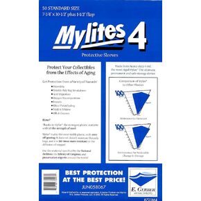 Mylites 4 أكمام مايلر للكتب الهزلية القياسية 7 1/4 بوصة × 10 1/2 بوصة بالإضافة إلى 1 1/2 بوصة غطاء in Kuwait