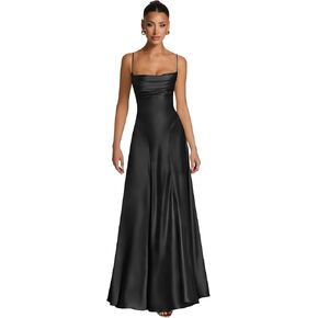 Satin Prom Dresses Long Spaghetti Straps A Line Ruched Formal Evening Gown in Kuwait