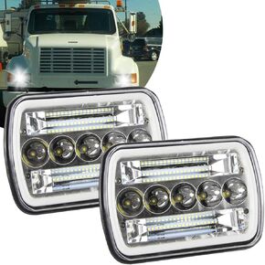 المصابيح الأمامية 800% سطوع 5 × 7 متوافقة مع International 4700 9200 9400i، 6000K أبيض مع إشارة الانعطاف الكهرماني DRL البيضاء، شعاع عالي منخفض مختوم، التوصيل N Play، قطعتان in Kuwait