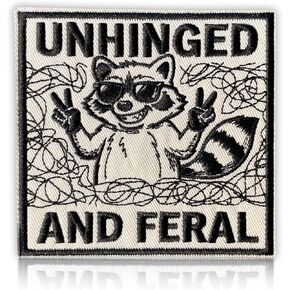 Funny Hook and Loop Embroidered Unhinged and Feral Patch Embroidered Badge Patch Hook and Loop Backing Unhinged and Feral Cute Animal Embroidery Patch for Backpacks, Hats, Bags,Dog Harness, Vests in Kuwait