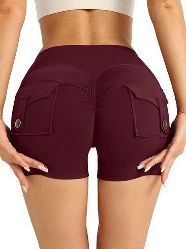 Yoga Shorts with Pockets for Women High Waist Tummy Control Biker Shorts with Pocket Workout Gym Volleyball Running in Saudi Arabia
