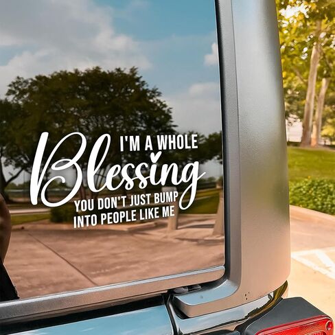 I'm A Whole Blessing Car Decal, Blessed Saying Positive Christian Religious Faith Decals, Vinyl Waterproof 8 inch Bumper Sticker for Trucks Window, Car Accessories Decorations Gifts for Friend Mom Dad in Kuwait