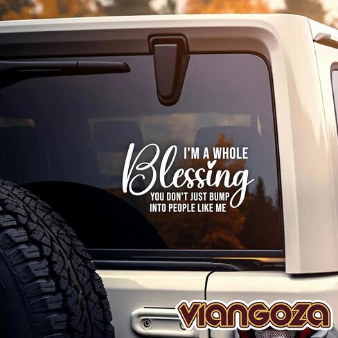 I'm A Whole Blessing Car Decal, Blessed Saying Positive Christian Religious Faith Decals, Vinyl Waterproof 8 inch Bumper Sticker for Trucks Window, Car Accessories Decorations Gifts for Friend Mom Dad in Kuwait