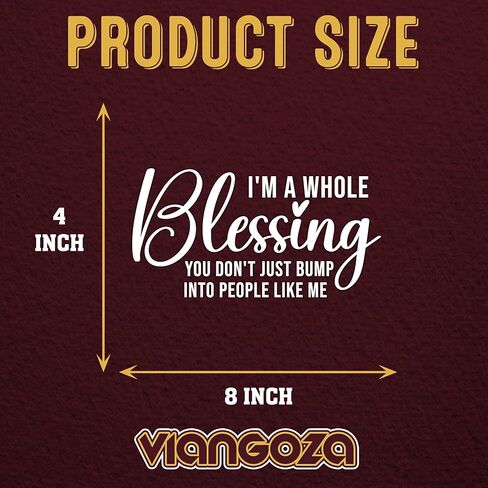 I'm A Whole Blessing Car Decal, Blessed Saying Positive Christian Religious Faith Decals, Vinyl Waterproof 8 inch Bumper Sticker for Trucks Window, Car Accessories Decorations Gifts for Friend Mom Dad in Kuwait