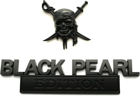 Set Pirate Black Pearl Emblem Captains Jack Sparrow 3D Sticker Car Badge Decal Custom Fit for Universal Car Truck SUV Vehicle (Black Red) in Saudi Arabia