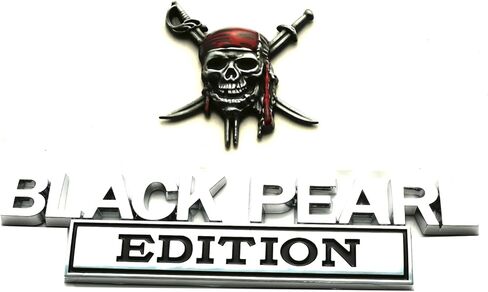 Set Pirate Black Pearl Emblem Captains Jack Sparrow 3D Sticker Car Badge Decal Custom Fit for Universal Car Truck SUV Vehicle (Black Red) in Saudi Arabia