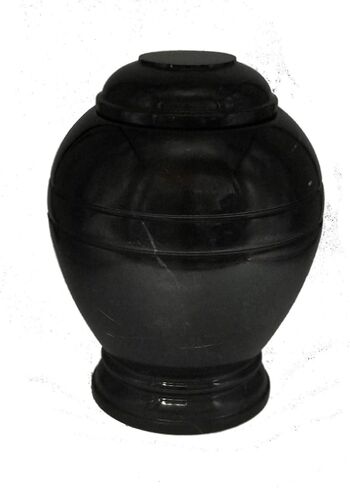 Ellyptical Decorative Marble Urn - Hand Carved, Polished - Luxury Keepsake Urn for Human & Pet Ashes - 200 lbs Capacity - Black and White Marble in Saudi Arabia