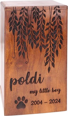 Personalized Engraved Wood Urn for Human & Pet Ashes, Handcrafted Wooden Funeral Memorial Urns for Dogs & Cats, Large Capacity Cremation Keepsake Box, Custom Size XS to XL (12 lbs to 250 lbs Capacity) in Saudi Arabia